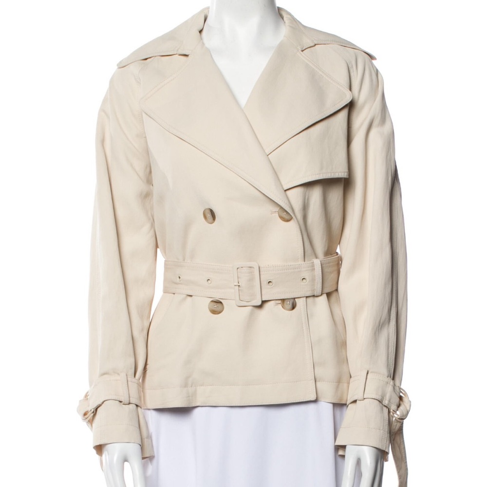 Vince S M Cropped Trench Coat Blazer Spring Jacket Ivory Cream Beige